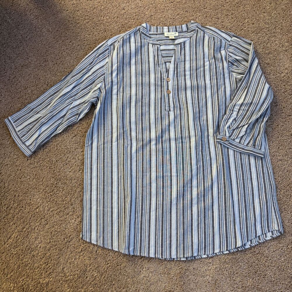 KS Island Tunic Mens XLT Blue Stripe 100% Cotton Beach Island NWOT